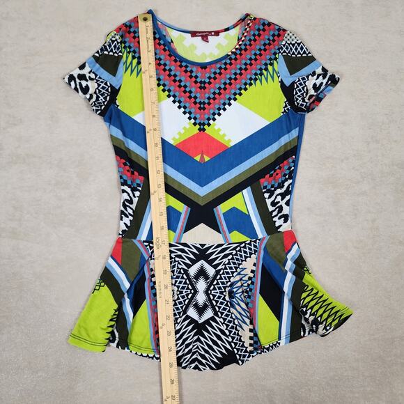 GieverGate Art to wear Artsy Colorful Bright Multicolor Peplum Size Small Top - Picture 1 of 9